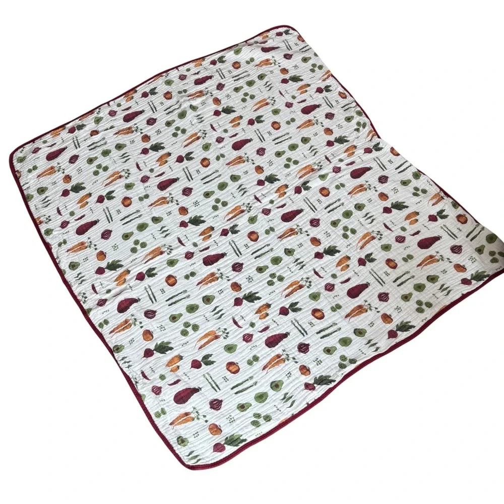 Little Unicorn Cotton Muslin Quilt Garden Vegetable Reversible Blanket 47x47